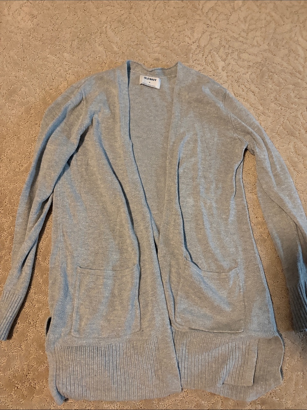 Old Navy Light Gray Open Front Cardigan with Pockets